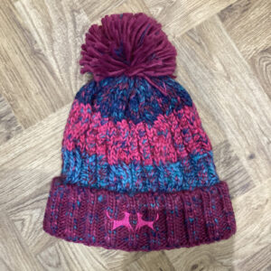 Chunky Stripe Bobble Hat - Pink & Turquoise