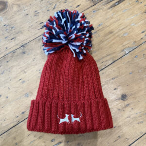 Shearling Lined Bobble Hat - Red