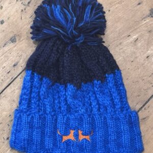 Colour Block Bobble Hat -Navy and bright blue